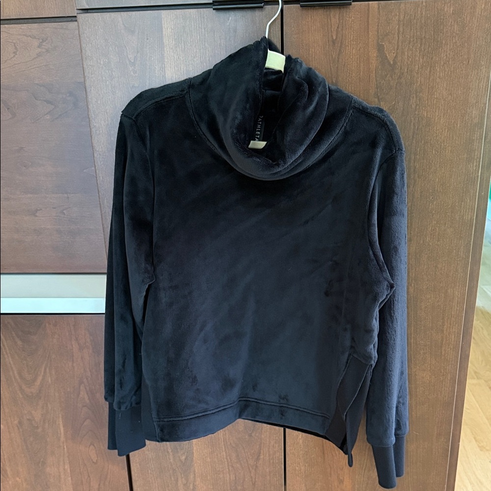 Athleta Plush Black Funnel Cowl Neck Sweater